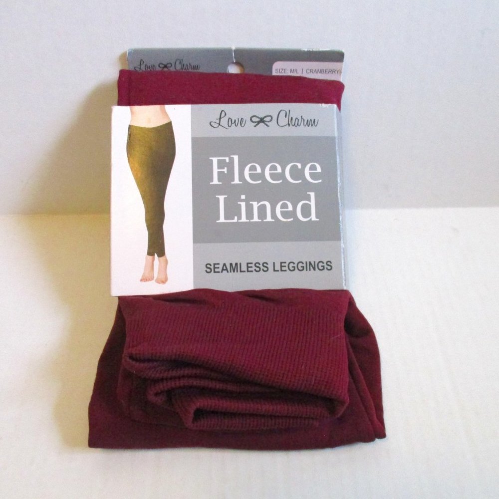 *Love Charm Cranberry Fleeced Lined Seamless Leggings